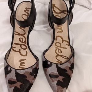 Sam Edelman woman's ankle camo pointy toe heels